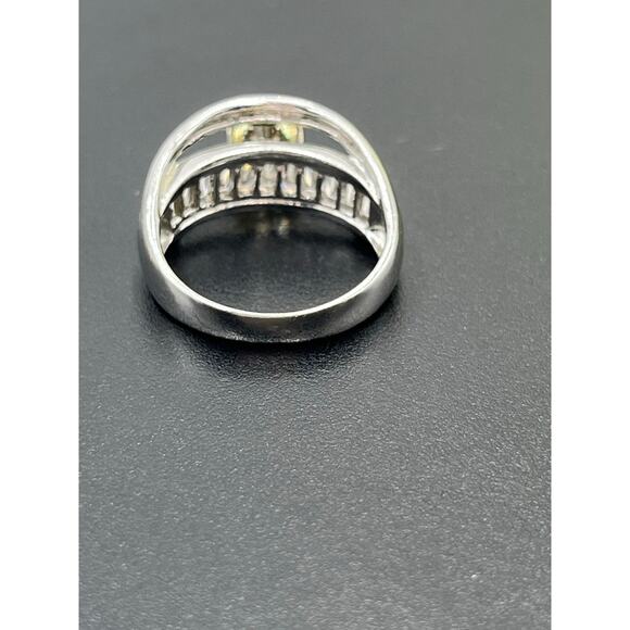 Designer Sterling Silver 925 Raised Yellow Round and Baguette CZ Ring  Size 8.25 - Picture 10 of 11